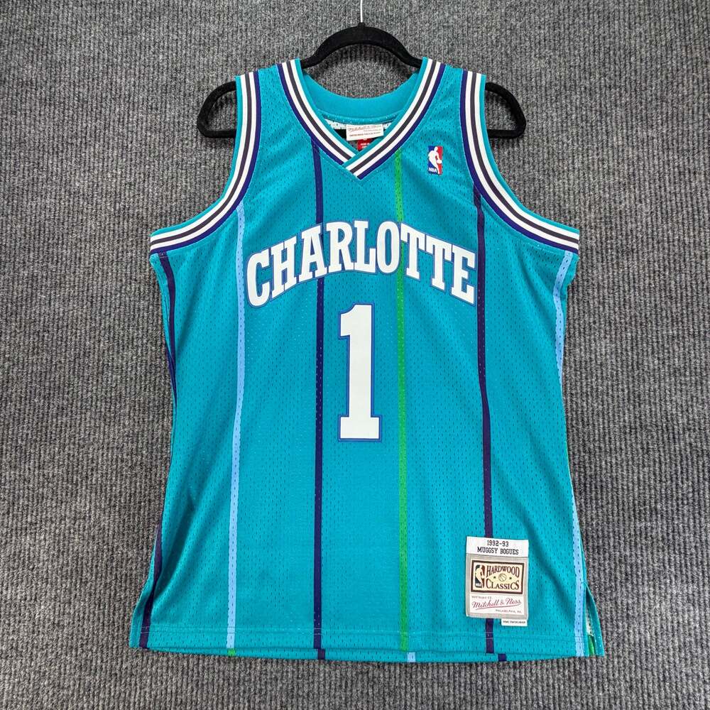 Mitchell & Ness Muggsy Bogues Jersey Mens Large Hornets 1992-93 Teal Swingman